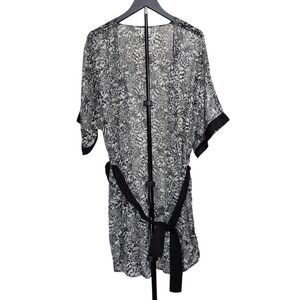 Sonoma Goods For Life Womens Kimono Wrap Floral Black White One Size Cover Up